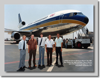 G-BHDI - McDD rep, Pete Lucas, Hugh Cowan, Bryan Tilbury and Ron Thaxter